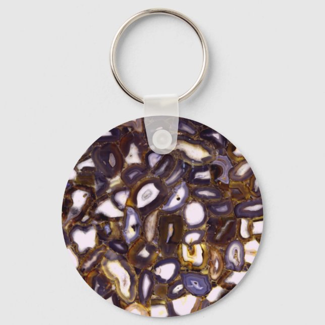 Purple Brown White Agate design Key Ring (Front)