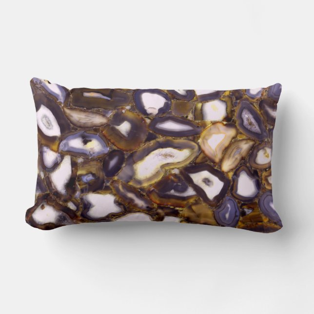 Purple Brown White Agate design Lumbar Cushion (Front)