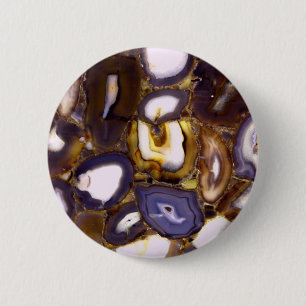 Purple Brown White Agate stone pattern  6 Cm Round Badge