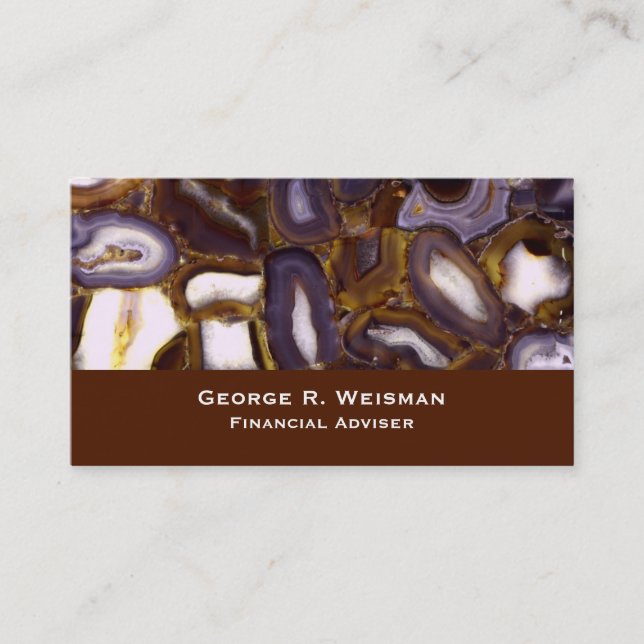 Purple Brown White Agate stone pattern  Business Card (Front)