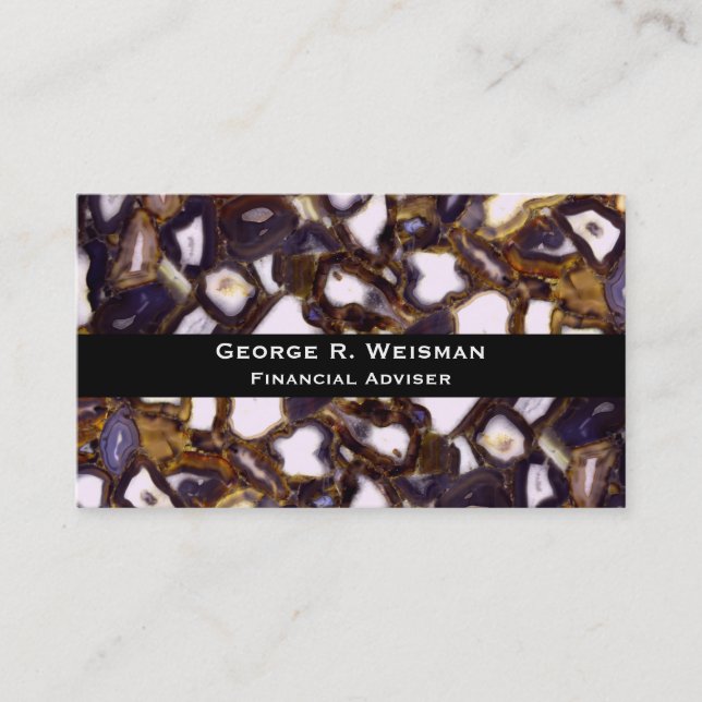 Purple Brown White Agate stone pattern  Business Card (Front)