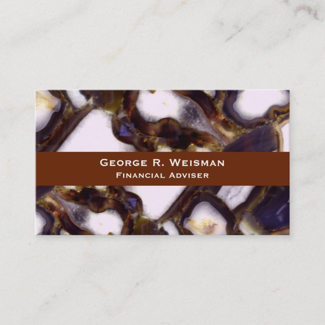 Purple Brown White Agate stone pattern  Business Card (Front)