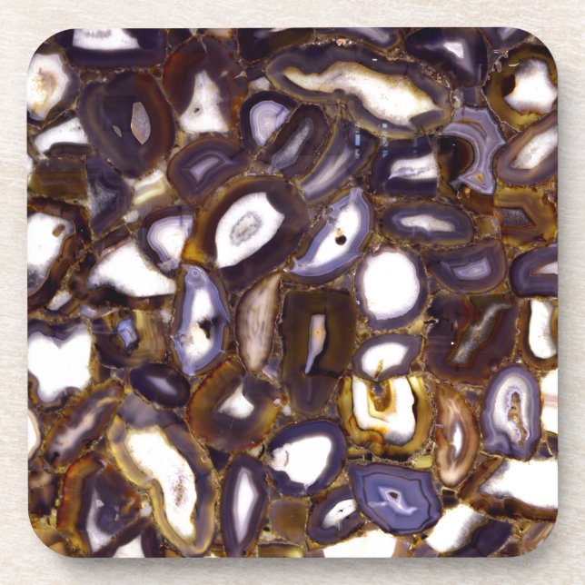 Purple Brown White Agate stone pattern  Coaster (Front)