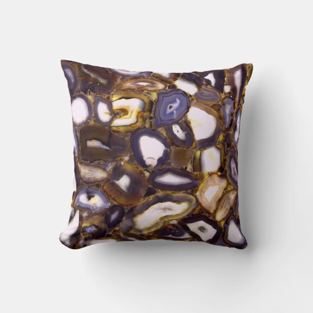 Purple Brown White Agate stone pattern  Cushion (Front)