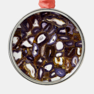 Purple Brown White Agate stone pattern  Metal Tree Decoration