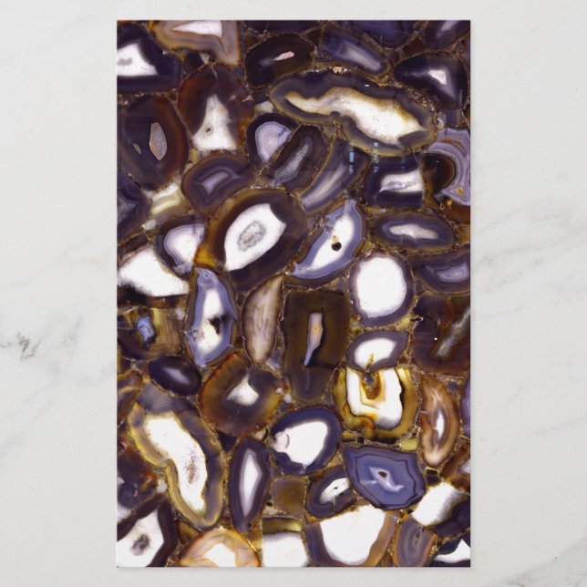 Purple Brown White Agate stone pattern  Stationery (Front)