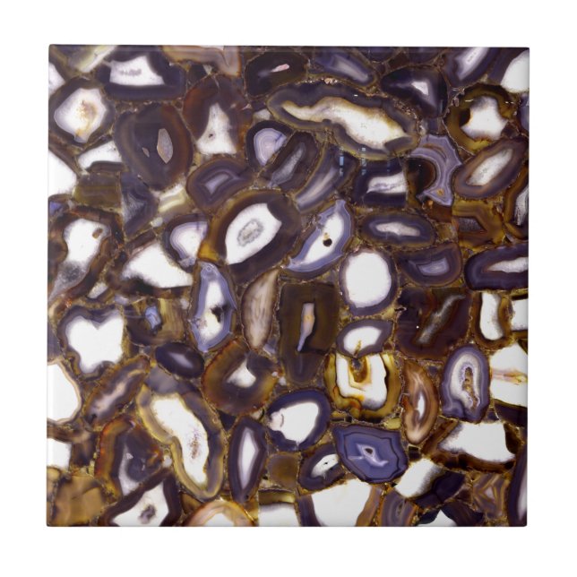 Purple Brown White Agate stone pattern  Tile (Front)