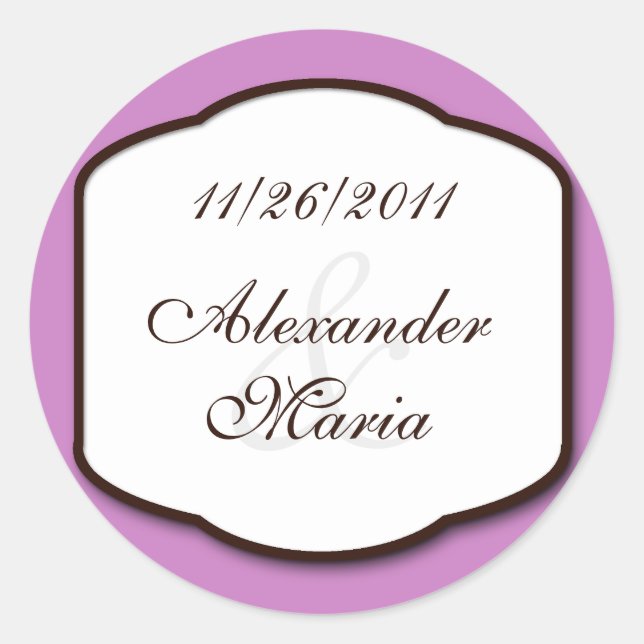Purple Brown & White Wedding Envelope Seals (Front)