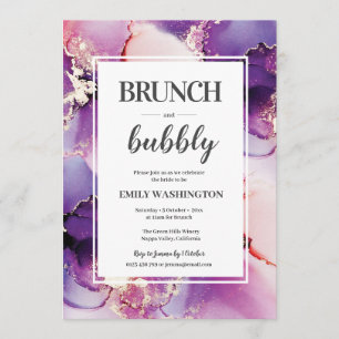 Purple Brunch & Bubbly Bridal Shower Invitation