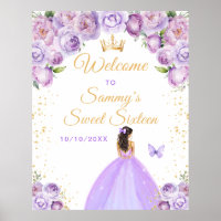 Purple Brunette Princess Sweet Sixteen Welcome
