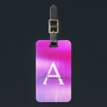 Purple Brushed Metal Monogram Name and Initial Luggage Tag<br><div class="desc">Purple Brushed Metal Foil Monogram Name and Initial Luggage Tag. This bag tag is perfect for Back to School,  Work,  or Travelling.</div>