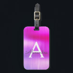 Purple Brushed Metal Monogram Name and Initial Luggage Tag<br><div class="desc">Purple Brushed Metal Foil Monogram Name and Initial Luggage Tag. This bag tag is perfect for Back to School,  Work,  or Travelling.</div>
