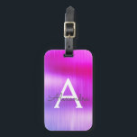 Purple Brushed Metal Monogram Name and Initial Luggage Tag<br><div class="desc">Purple Brushed Metal Foil Monogram Name and Initial Luggage Tag. This bag tag is perfect for Back to School,  Work,  or Travelling.</div>