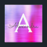 Purple Brushed Metal Monogram Name Magnet<br><div class="desc">Purple Faux Foil Metallic Brushed Metal Monogram Name and Initial Party Magnet. This makes the perfect sweet 16 birthday,  wedding,  bridal shower,  anniversary,  baby shower or bachelorette party gift for someone that loves glam luxury and chic styles.</div>