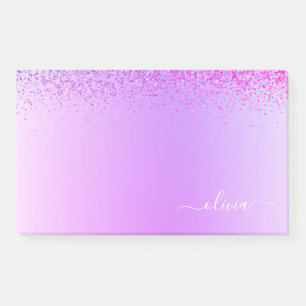 Purple Brushed Metal Monogram Name Modern Post-it Notes