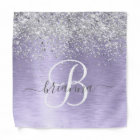 Purple Brushed Metal Silver Glitter Monogram Name