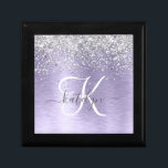 Purple Brushed Metal Silver Glitter Monogram Name Gift Box<br><div class="desc">Easily personalise this trendy chic gift box design featuring pretty silver sparkling glitter on a purple brushed metallic background.</div>