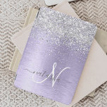 Purple Brushed Metal Silver Glitter Monogram Name iPad Air Cover<br><div class="desc">Easily personalise this trendy chic ipad cover design featuring pretty silver sparkling glitter on a purple brushed metallic background.</div>