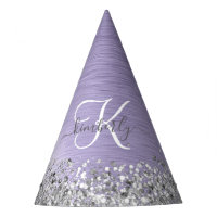 Purple Brushed Metal Silver Glitter Monogram Name