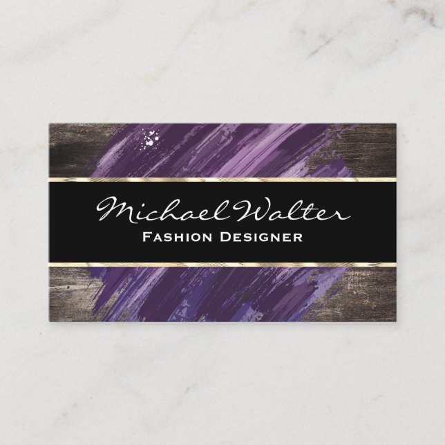Purple Brushed | Wood Boards Business Card (Front)