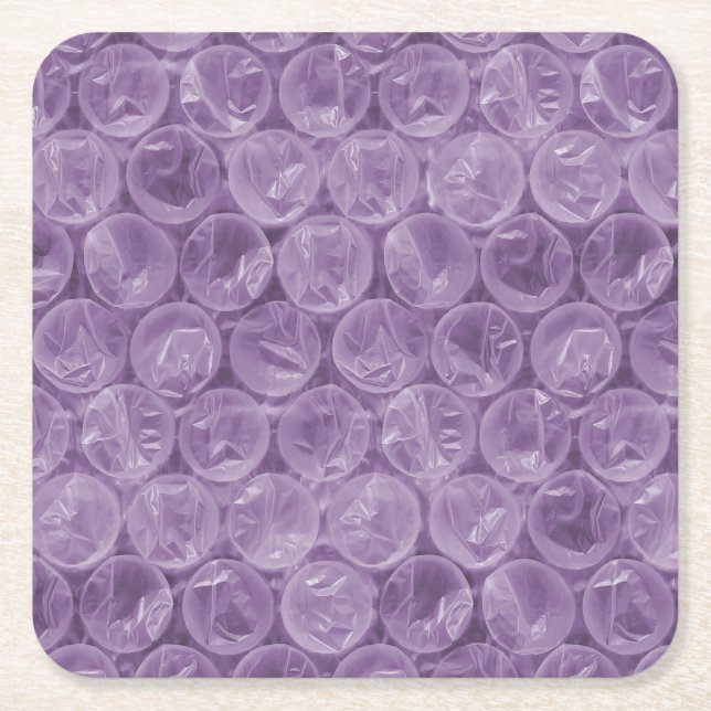 Purple bubble wrap pattern square paper coaster (Front)
