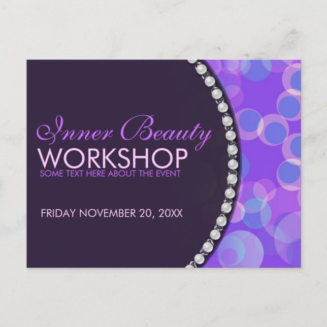 Purple Bubbles Beauty Workshop Business Flyer Invitation Postcard (Front)
