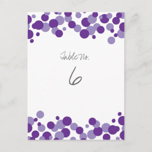Purple Bubbles Confetti Table Number Cards