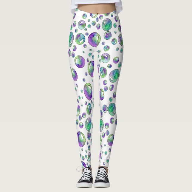 Purple Bubbles Pattern Leggings (Front)