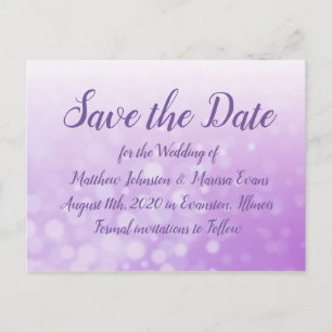 Purple Bubbles Personalised Save the Date Postcard