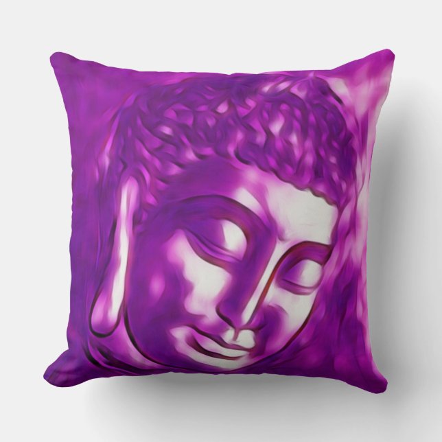 Purple Buddha Art Portrait Buddhism Spiritual Love Cushion (Front)