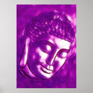Purple Buddha Art Portrait Buddhism Spiritual Love Poster