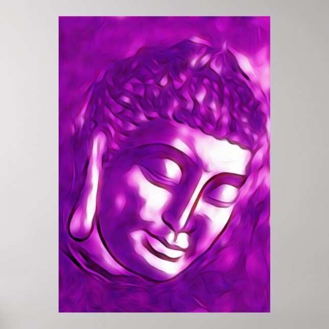 Purple Buddha Art Portrait Buddhism Spiritual Love Poster (Front)