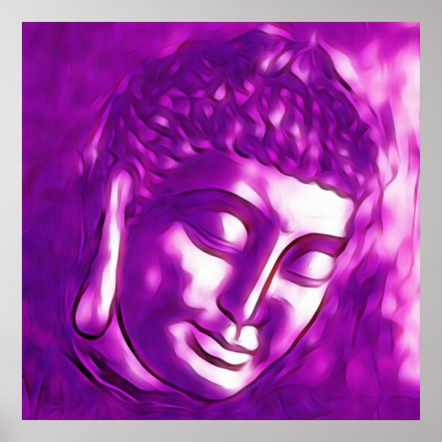 Purple Buddha Art Portrait Buddhism Spiritual Love Poster (Front)