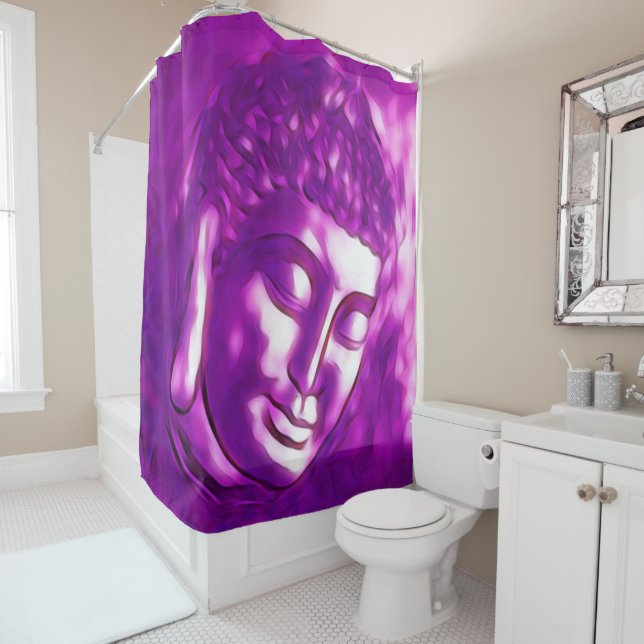 Purple Buddha Art Portrait Buddhism Spiritual Love Shower Curtain (In Situ)