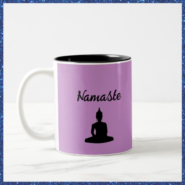 Purple Buddha Namaste Two-Tone Coffee Mug (Creator Uploaded)