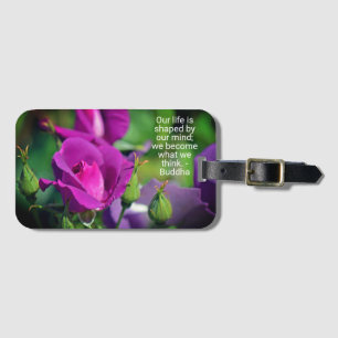 Purple Budding Rose Motivational Quote Luggage Tag