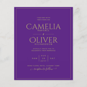 Purple BUDGET Modern Elegant Classic Wedding Flyer