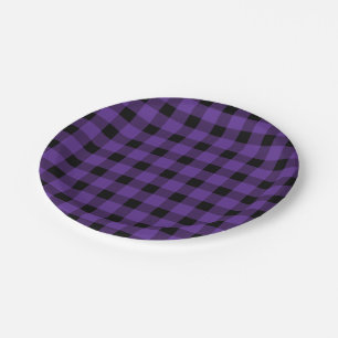 Purple Buffalo Country Lumberjack Plaid Paper Plate