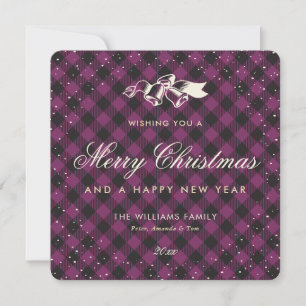 Purple Buffalo Plaid Snow Classic Holiday Card