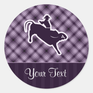 Purple Bull Rider Classic Round Sticker