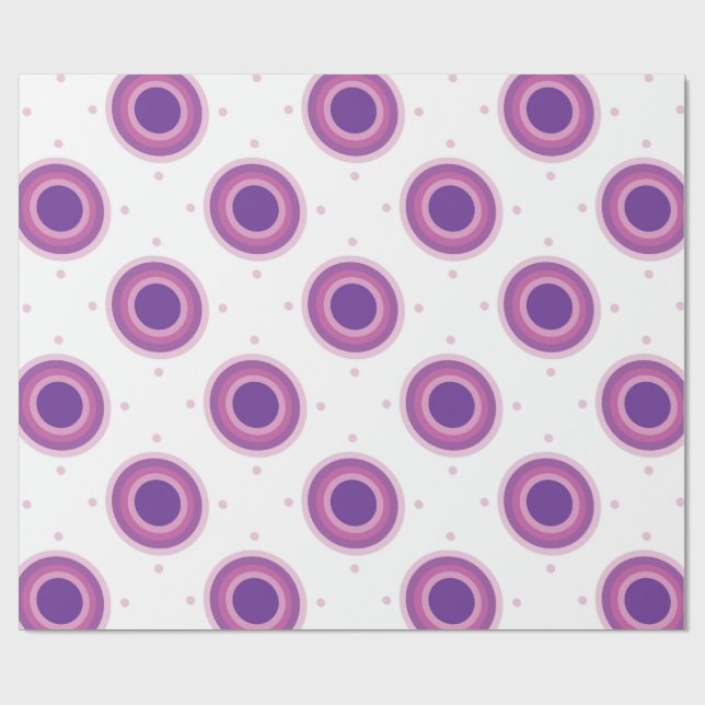 Purple Bullseye Target Polka Dot Round Circles Wrapping Paper (Flat)