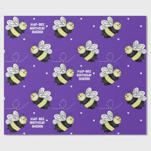 Purple Bumblebee 29 in. x 6 ft. Birthday Gift Wrap