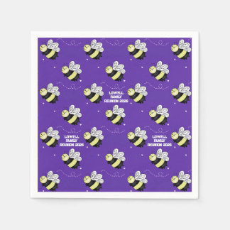 Purple Bumblebee Family Reunion Cocktail Napkins