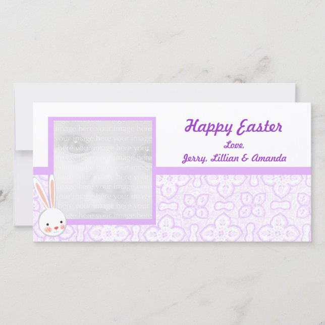 Purple Bunny Easter Photo Cards (Front)