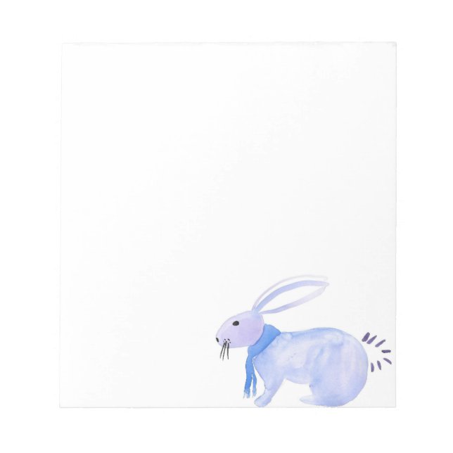 Purple Bunny In A Blue Scarf Notepad (Front)