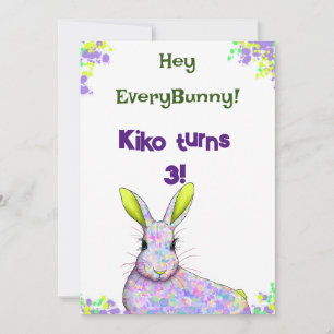 Purple Bunny Party Invitation Card