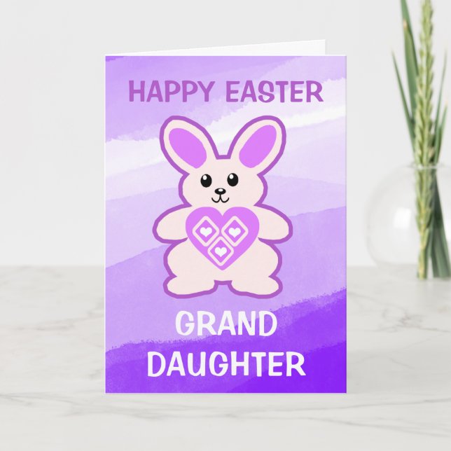 Purple Bunny Rabbit Granddaughter Photo Easter Card (Front)
