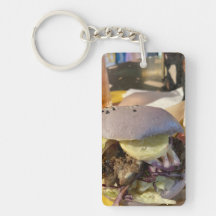purple burger keychain single sided