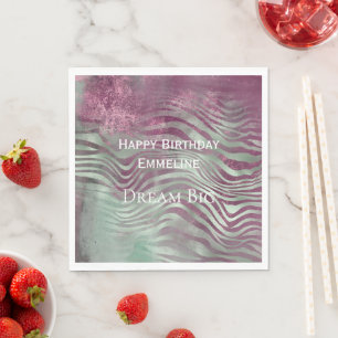 Purple Burgundy Aqua Mint Zebra Napkin