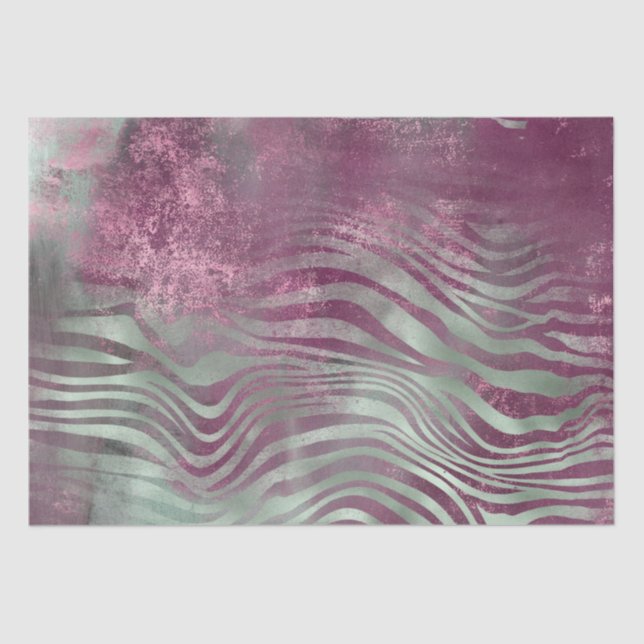 Purple Burgundy Aqua Mint Zebra Tissue Paper (Front)